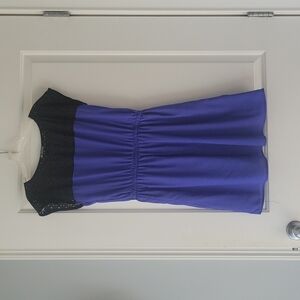 Summer Cocktail Mini Dress Black and Purple Cutout Medium